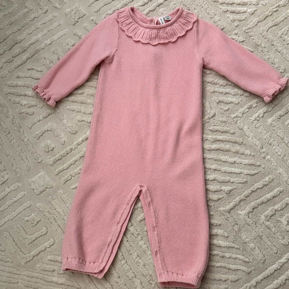 Janie and Jack Soft Pink Knit Ruffle Collar